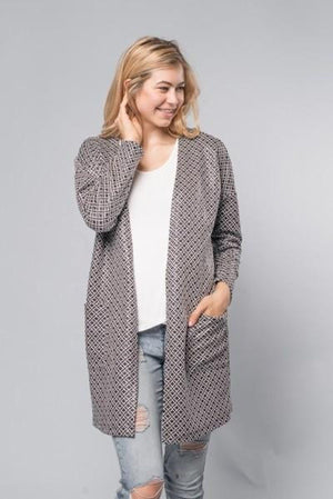 Open Front Allover Pattern Cardigan