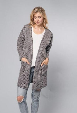 Open Front Allover Pattern Cardigan