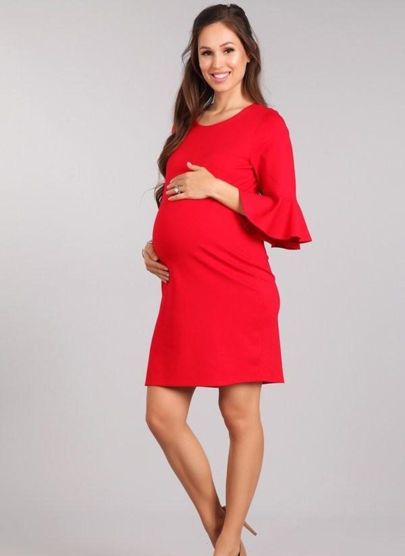 red color bodycon dress Red Bodycon Dress with Bell Sleeves Large