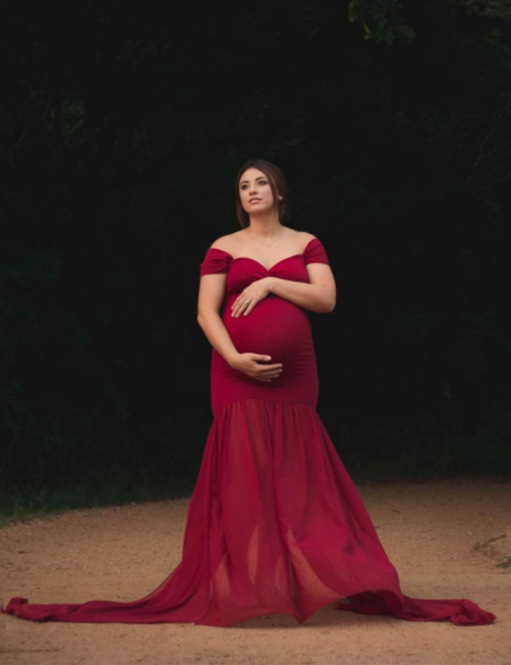 Off Shoulder Chiffon Maxi Maternity Dress Off Shoulder Chiffon Maxi Maternity Dress