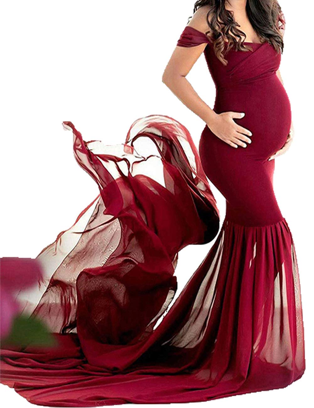 Off Shoulder Chiffon Maxi Maternity Dress Off Shoulder Chiffon Maxi Maternity Dress
