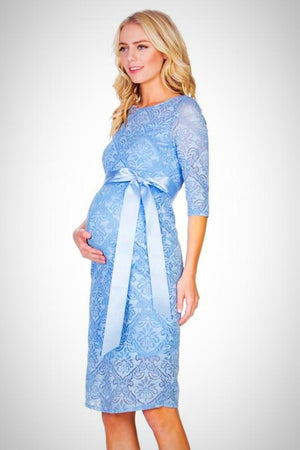 Blue Lace Maternity Dress