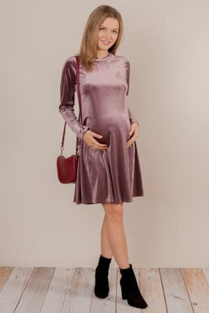 Lavender Velvet Maternity Dress