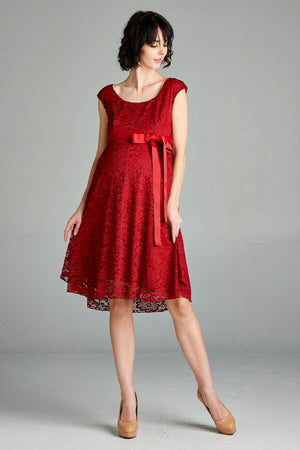 Red Maternity Lace Dress