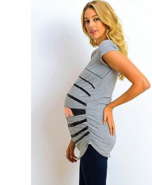 Twin Stripe Peeking Baby Maternity Top-MaternityNBeyond