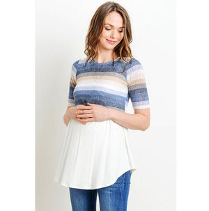 Stripe Color Block Maternity/Nursing Tunic - MaternityNBeyond