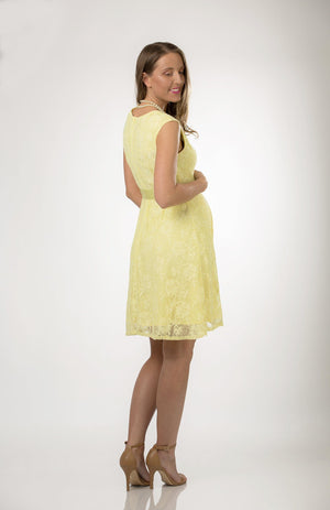 Yellow Satin Lace Maternity Dress