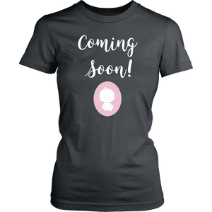 Coming Soon Pregnancy Announcement Round Neck Shirt