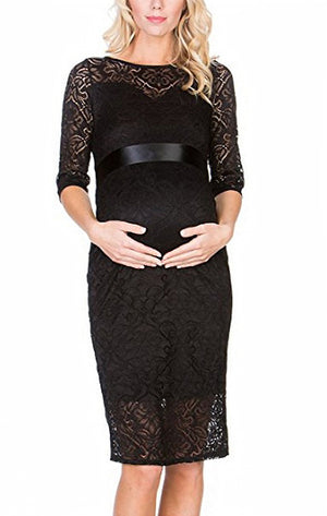 Half Sleeve Lace Maternity Dress - ON SALE