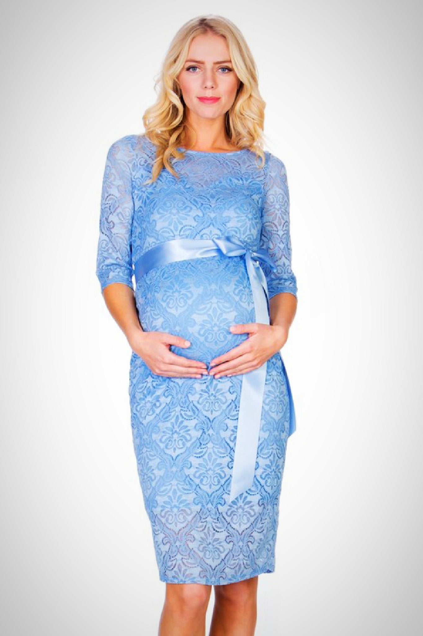 Blue Lace Maternity Dress ON SALE - Main Image