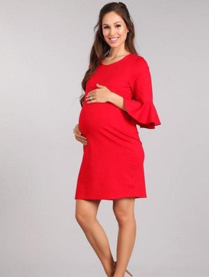 Red Bodycon Dress with Bell Sleeves
