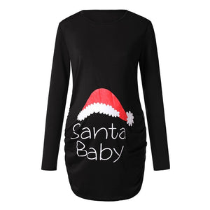 Christmas Long Sleeve Ruched Maternity Top