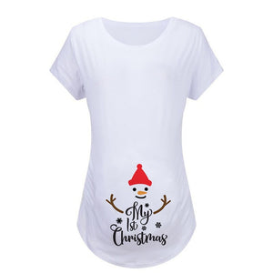 Christmas Maternity Short Sleeve Baby Santa Tee