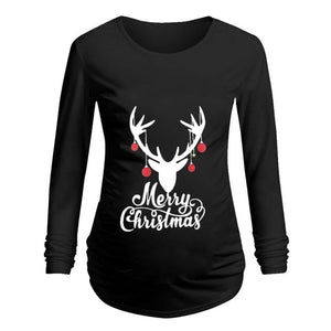 Christmas Long Sleeve Ruched Maternity Top