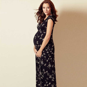 Floral pattern Short-Sleeved Maternity and Nursing Dress