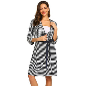 Striped Maternity Nursing Sleepwear & Bath Robe