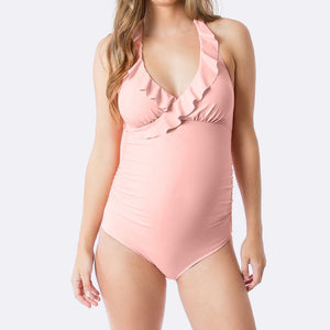 Ruffled One Piece Maternity Swimsuit