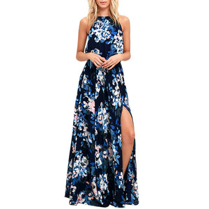 Floral Print Sleeveless Split Maxi Dress
